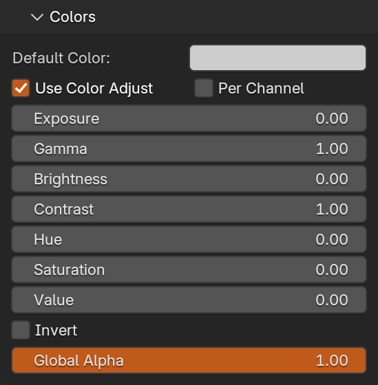 Colors panel for Colors shader