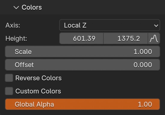 Colors panel for Height shader