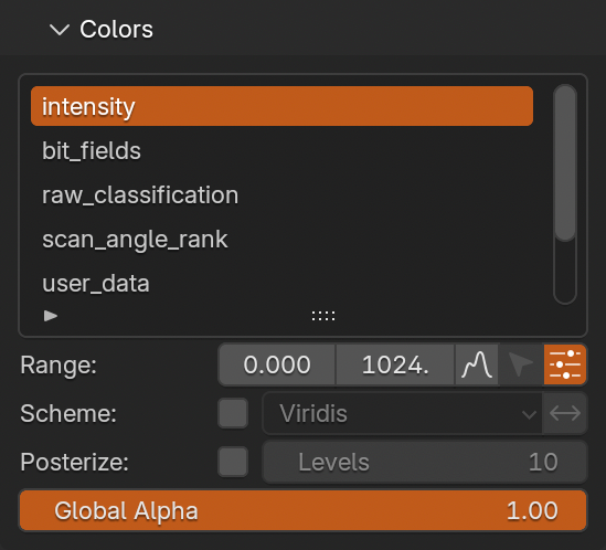 Colors panel for Scalar shader
