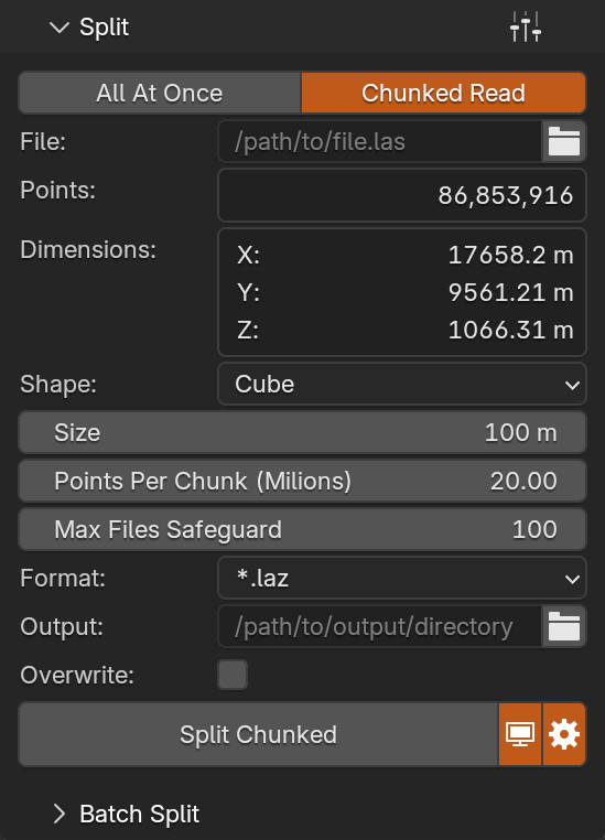 Split Chunked Read panel